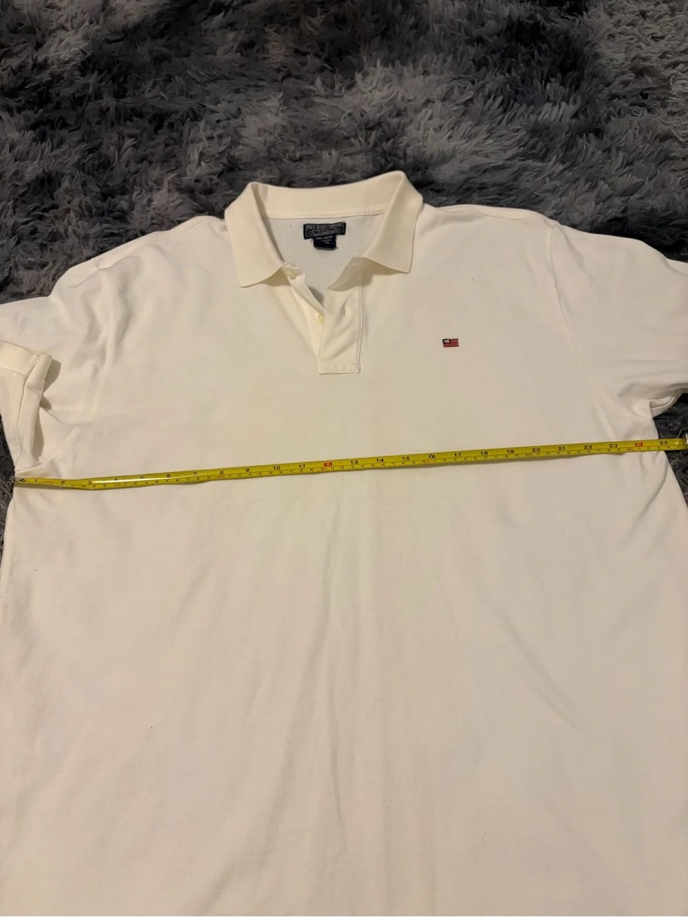 Vintage Polo Jeans Co Ralph Lauren White Polo Shirt USA American Flag Men's XXL⁠